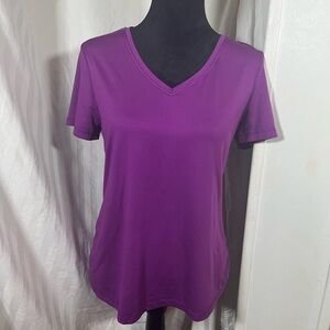 Athletic Works Purple Short Sleeve V-Neck Tee